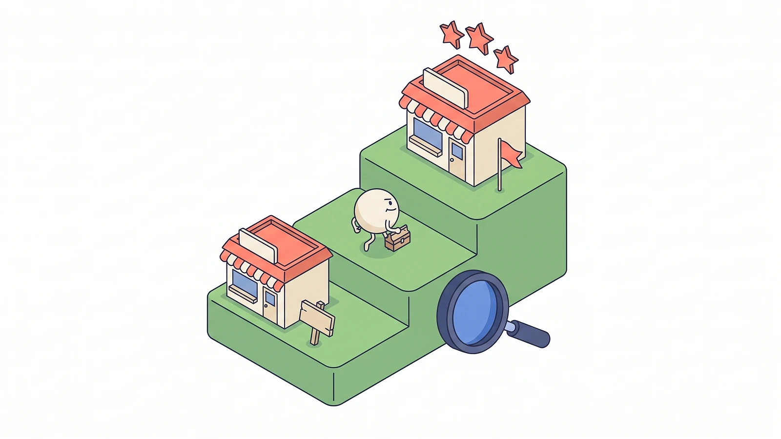A search results list with a competitor ranked first and your own business ranked fifth